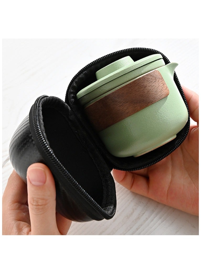 Mini Travel Ceramic Tea Pot Set Chinese Kung Fu Teapot, 1 Pot 2 Cups Porcelain Teacup with Tea Infuser Portable Bag for Outdoor Picnic Hotel  - Image 3
