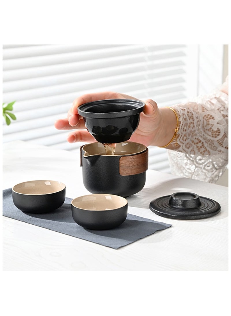 Mini Travel Ceramic Tea Pot Set Chinese Kung Fu Teapot, 1 Pot 2 Cups Porcelain Teacup with Tea Infuser Portable Bag for Outdoor Picnic Hotel  - Image 2