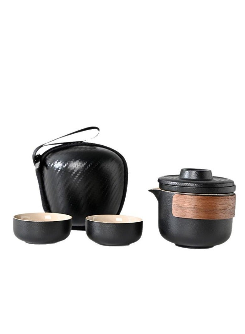 Mini Travel Ceramic Tea Pot Set Chinese Kung Fu Teapot, 1 Pot 2 Cups Porcelain Teacup with Tea Infuser Portable Bag for Outdoor Picnic Hotel  - Image 4