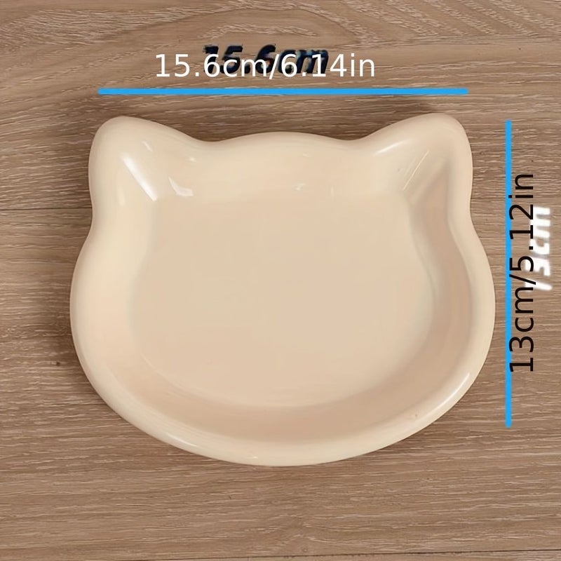 طبق طعام للقطط باللون البيج والأخضر مخصص للطعام الرطب والجاف، ووعاء للكلاب قصيرة الأرجل - Image 3