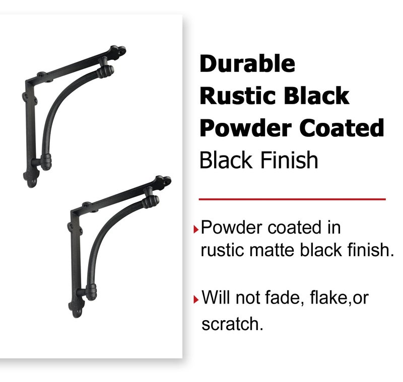NACH Decorative Shelf Brackets, 2 Pack of 7 x 1.5 x 7 inch Black Cast Iron Shelf Brackets - Decorative Brackets for Mounting - Half Round Style Brackets - Image 5