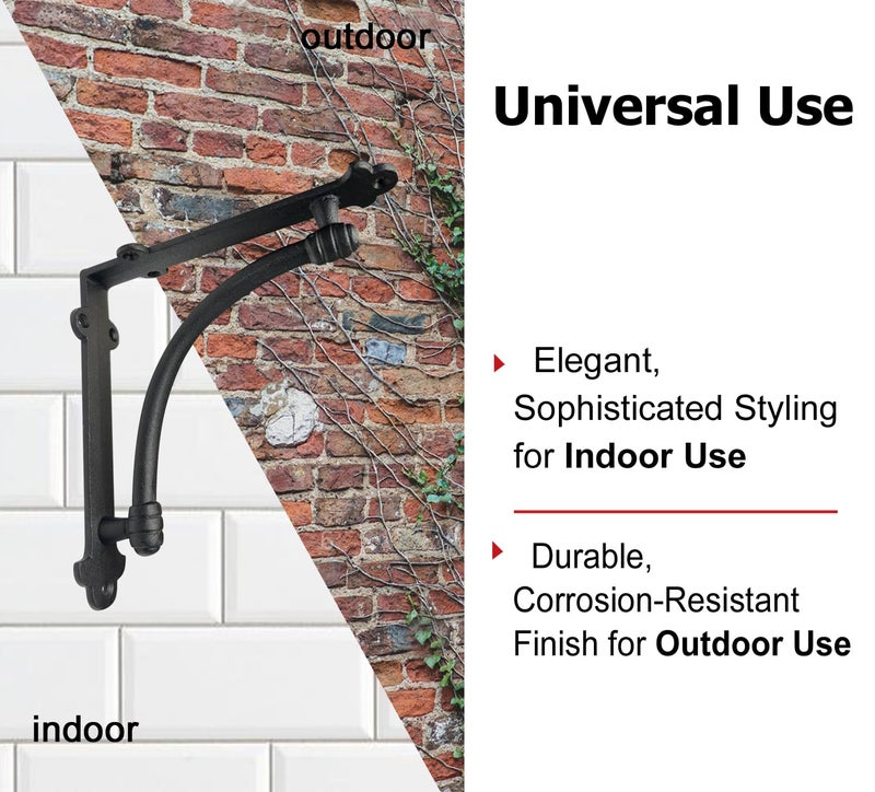 NACH Decorative Shelf Brackets, 2 Pack of 7 x 1.5 x 7 inch Black Cast Iron Shelf Brackets - Decorative Brackets for Mounting - Half Round Style Brackets - Image 3