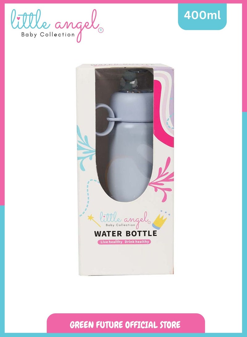Little Angel Kids Water Bottle Stainless Steel, High Quality 400ml - Leak-Proof with Screw-Top Lid, Portable and Durable Design for School, Sports, Indoor & Outdoor - Cute Bear Design - Blue - Image 5