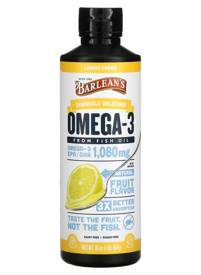 BARLEAN'S Omega-3 Fish Oil Lemon Creme 16 oz (454 g) 