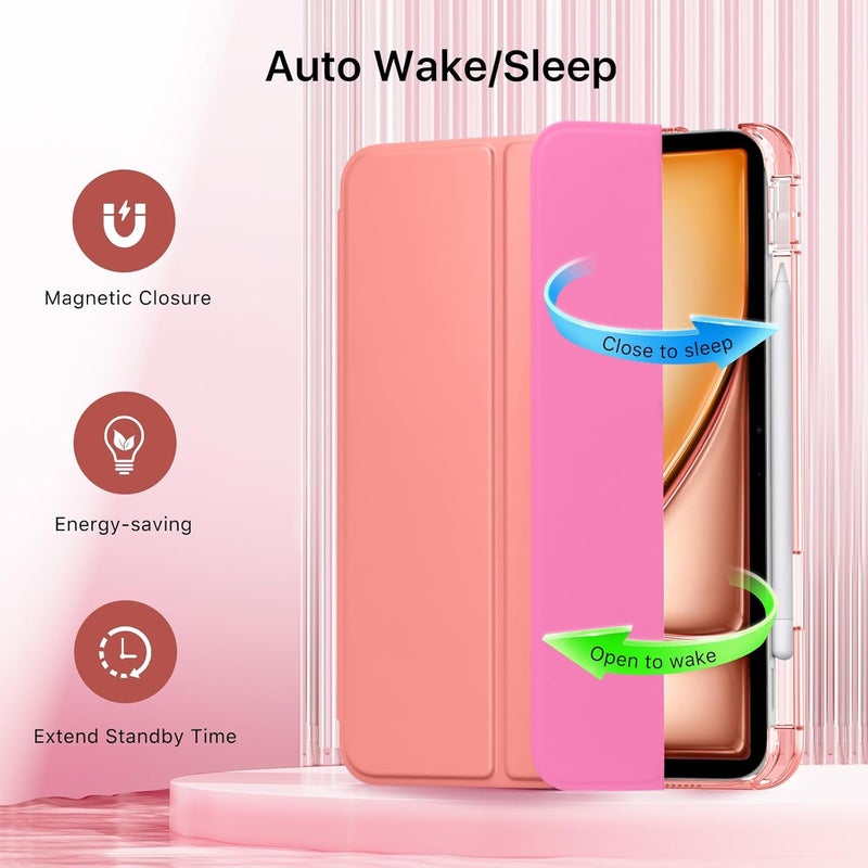 MoKo Cover for iPad Air 11 Inch Case M3/M2 2025/2024, iPad Air 5th/4th Gen 10.9" Case 2022/2020 with Pen Holder, Slim Lightweight Trifold Cover with Translucent Hard PC Back, Shell - Image 5