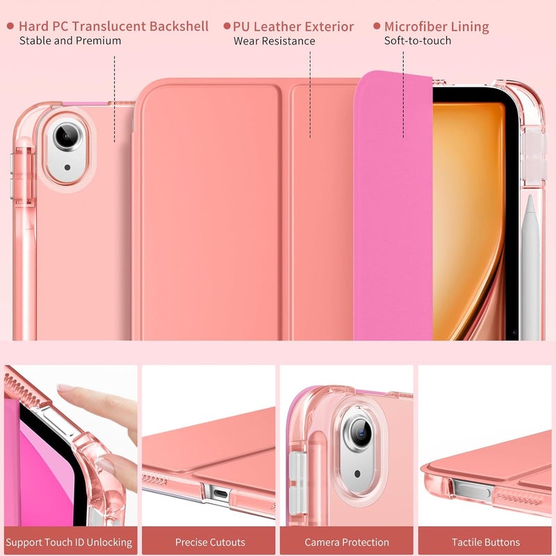 MoKo Cover for iPad Air 11 Inch Case M3/M2 2025/2024, iPad Air 5th/4th Gen 10.9" Case 2022/2020 with Pen Holder, Slim Lightweight Trifold Cover with Translucent Hard PC Back, Shell - Image 3