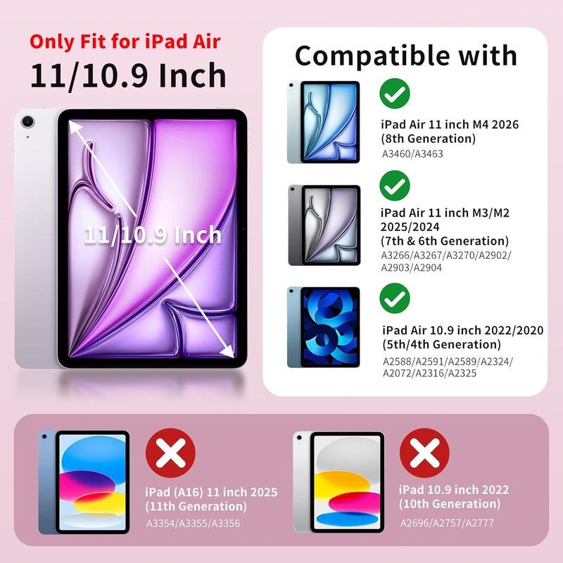 MoKo Cover for iPad Air 11 Inch Case M3/M2 2025/2024, iPad Air 5th/4th Gen 10.9" Case 2022/2020 with Pen Holder, Slim Lightweight Trifold Cover with Translucent Hard PC Back, Shell - Image 2