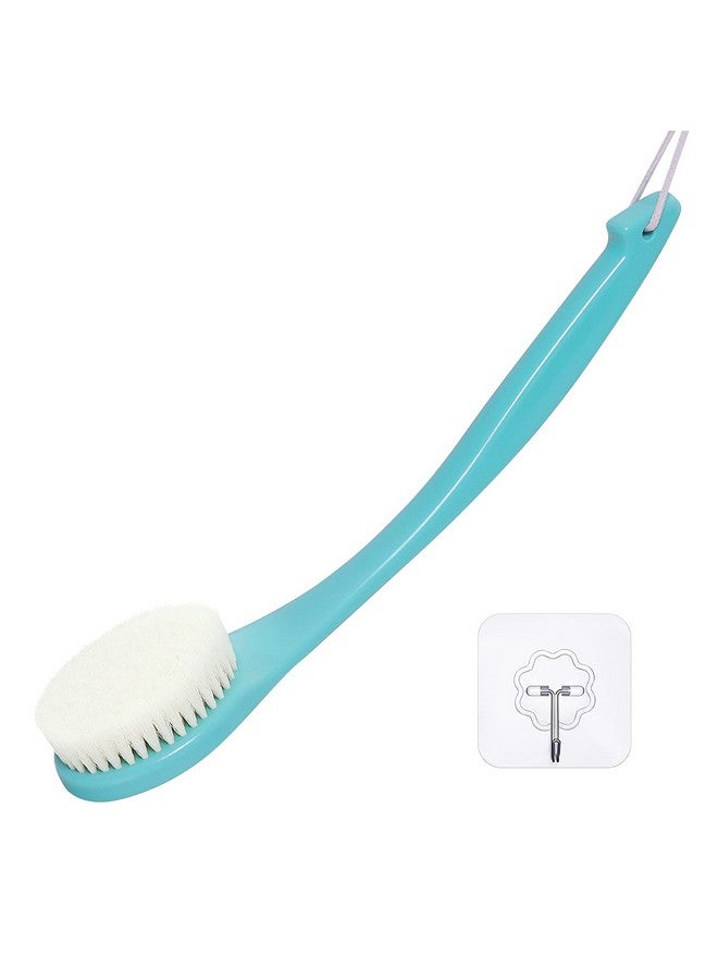 VANZAVANZU Exfoliating Shower Brush Back Scrubbers for Use in Shower, Plastic Bath Brush Long Handle for Shower with Moderate Bristles, Dry or Wet Back Brush for Shower Men Women-Green - Image 1