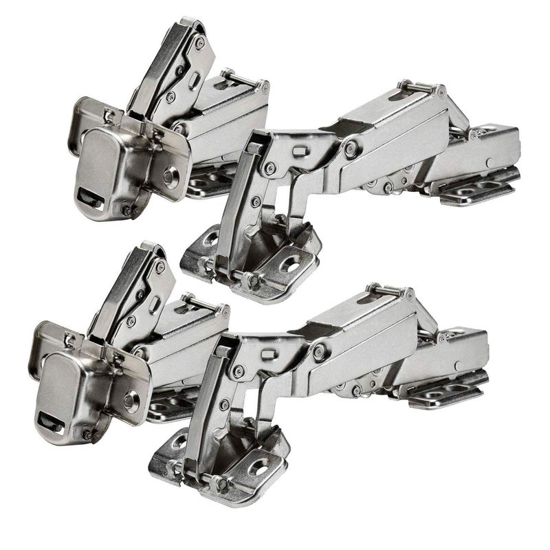 TamBee 175 Degree Hinges Frameless Cabinet Doors Hinges Hydraulic Adjustable Mounting Hinges Soft Closing NickelPlated Steel Buffer Dampers for Wardrobe2 Pairs Full Overlay - Image 1