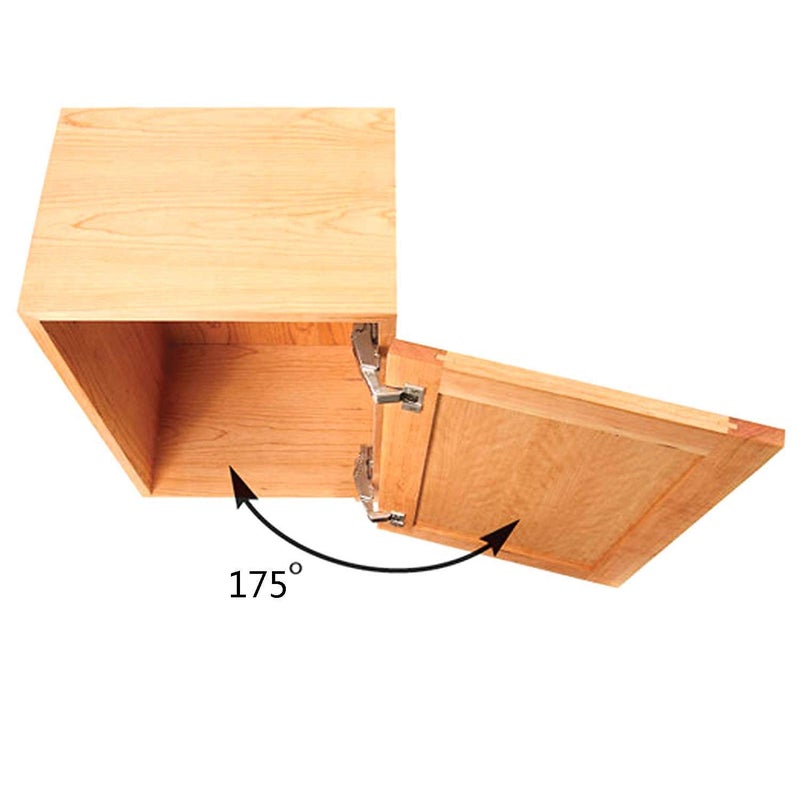 TamBee 175 Degree Hinges Frameless Cabinet Doors Hinges Hydraulic Adjustable Mounting Hinges Soft Closing NickelPlated Steel Buffer Dampers for Wardrobe2 Pairs Full Overlay - Image 5