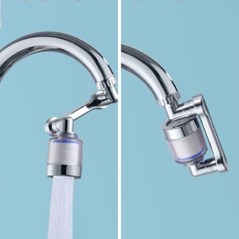 Water Pipe Head Faucet Extender Aerator 720 Degree Rotatable Tap Nozzle with Filter, Dual Flow Modes, Anti Splash Sink Attachment for Kitchen and Bathroom (Silver)