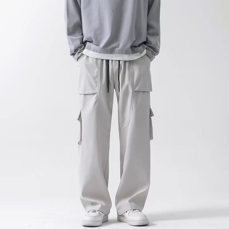 Casual All-Match Puppies Handsome Wide Sports Men'S Pants Straight Barrel Boys Black 2023 Workwear Leg Pants - Image 3