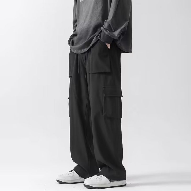 Casual All-Match Puppies Handsome Wide Sports Men'S Pants Straight Barrel Boys Black 2023 Workwear Leg Pants - Image 2