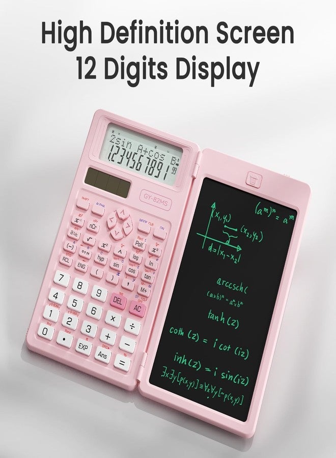 NEWYES Pink Scientific Calculators for Girls Students, 82 MS Foldable Cute Science Calculator with Notepad Middle and High School Supplies - Image 4