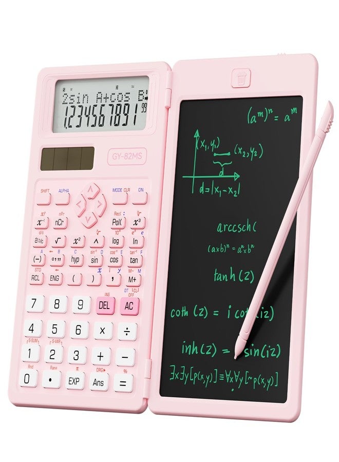 NEWYES Pink Scientific Calculators for Girls Students, 82 MS Foldable Cute Science Calculator with Notepad Middle and High School Supplies - Image 1