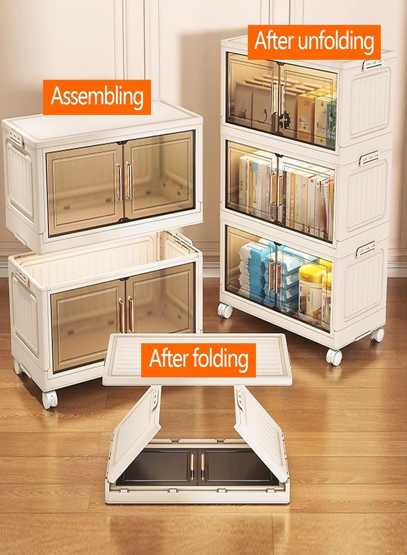 CUBEXELL Plastic Storage Bins with Lids, Stackable Storage Containers with Wheels, 4 Layer Folding Storage Boxes,  Collapsible Storage Bins, Multi-Functional Folding Storage Containers for Living Room and Office - Image 2