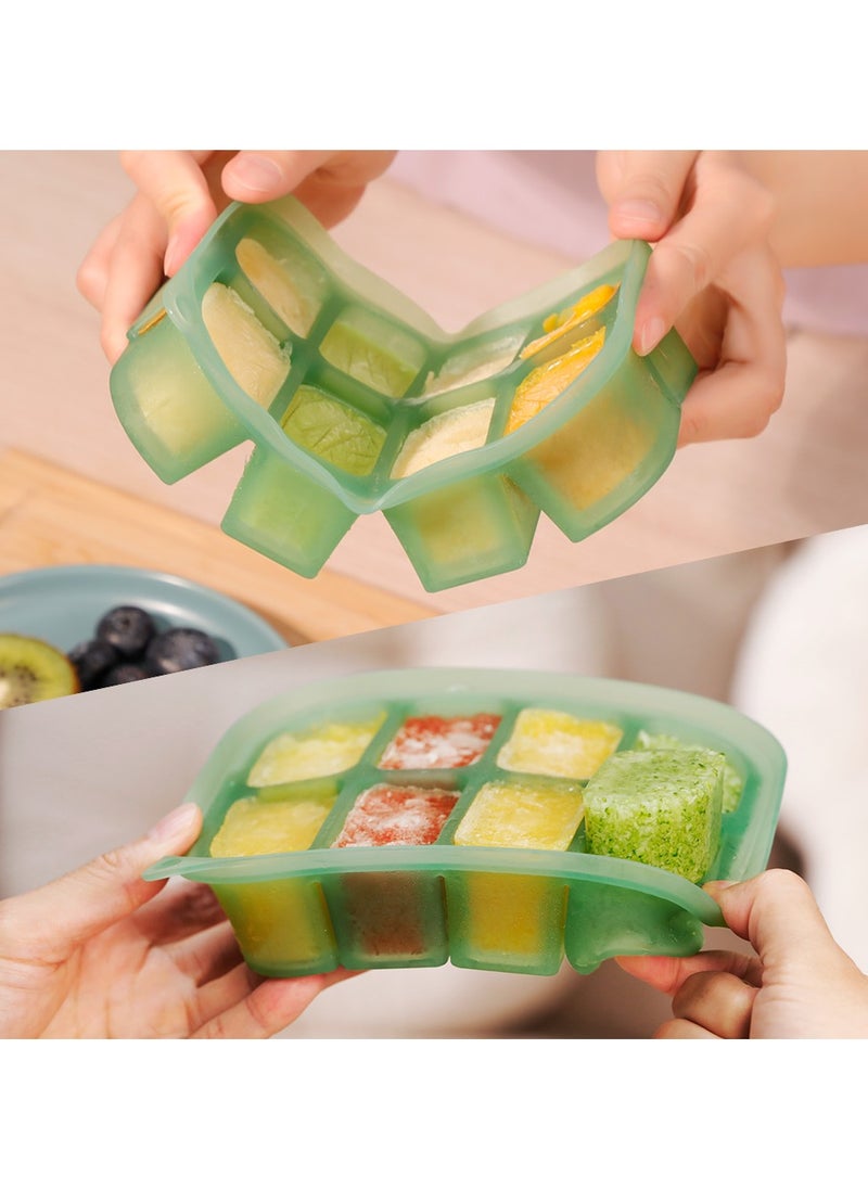 haakaa - Silicone Baby Food Tray, Breastmilk Homemade Baby Food Mold, Baby Fresh Food Freezer Tray - 4m+ Baby Toddler Kid - 8 Cups - Pea Green - Image 1