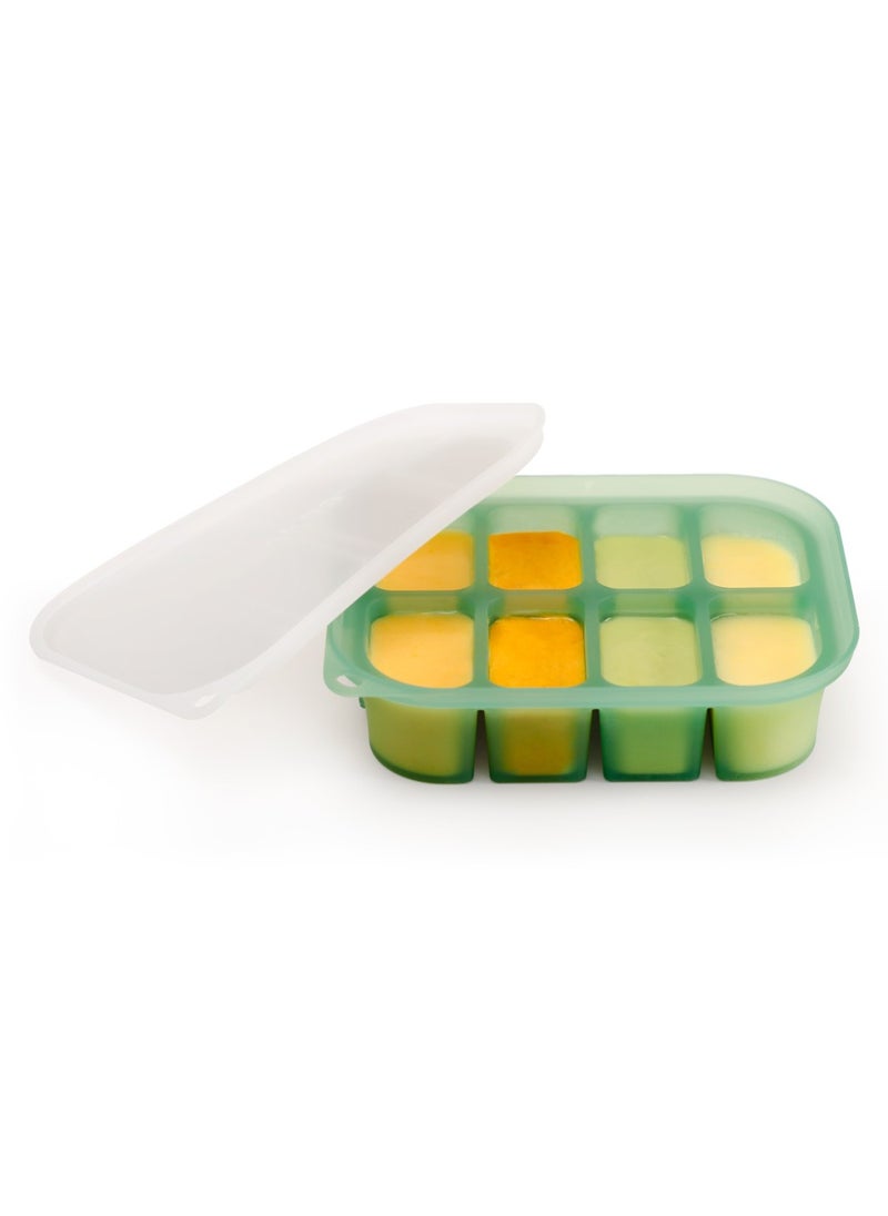 haakaa - Silicone Baby Food Tray, Breastmilk Homemade Baby Food Mold, Baby Fresh Food Freezer Tray - 4m+ Baby Toddler Kid - 8 Cups - Pea Green - Image 1