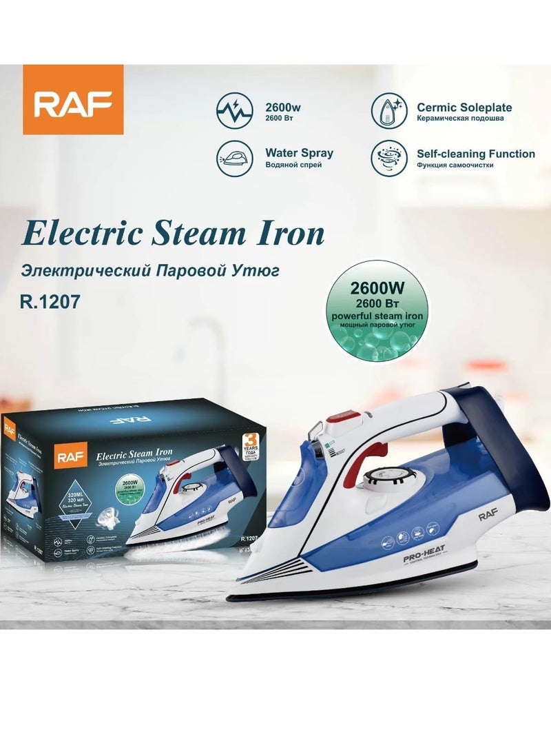 آر إيه أف مكواة بخار كهربائية عالية الكفاءة R.1207 -2600W، عملية كي الملابس بشكل مثالي، سهلة وسريعة  320ML للمياه - Image 4