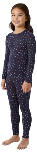 32 Degrees Kid's Heat Base Layer Set (Navy Snowflake, Medium) - Image 2