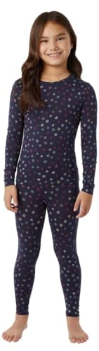 32 Degrees Kid's Heat Base Layer Set (Navy Snowflake, Medium) - Image 5