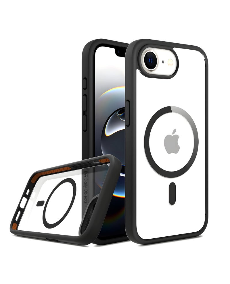 DailyObjects Polycarbonate Case for iPhone 16e Compatible with Mag-Safe Wireless Charging | Black Hybrid Magnetic Armour Slim Shockproof Back Cover - Image 3