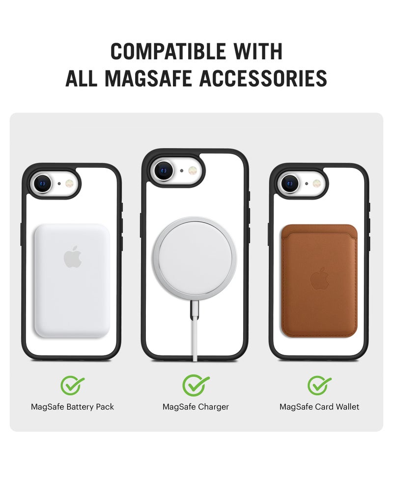 DailyObjects Polycarbonate Case for iPhone 16e Compatible with Mag-Safe Wireless Charging | Black Hybrid Magnetic Armour Slim Shockproof Back Cover - Image 4