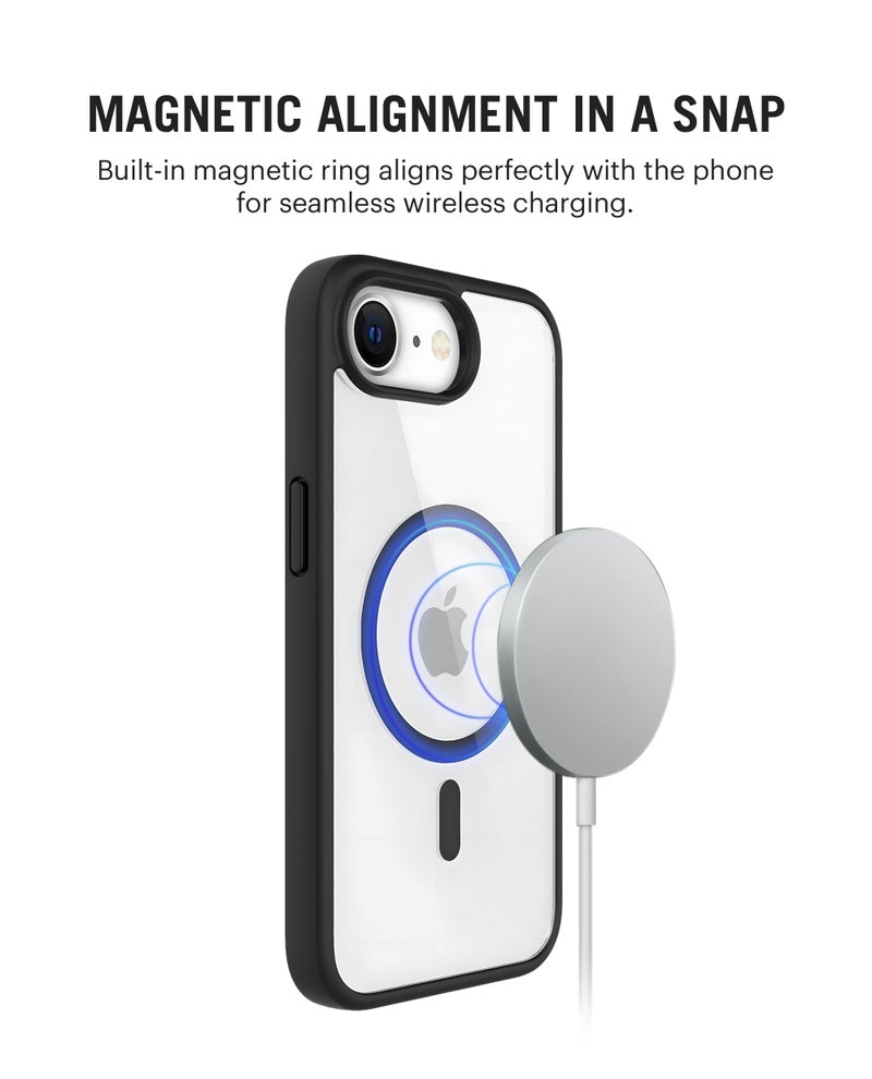 DailyObjects Polycarbonate Case for iPhone 16e Compatible with Mag-Safe Wireless Charging | Black Hybrid Magnetic Armour Slim Shockproof Back Cover - Image 2
