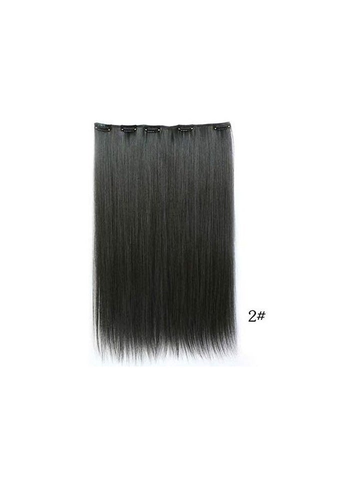 وصلة شعر صناعي  مستقيمة  طويلة بلون اسود شعر فايبر حراري