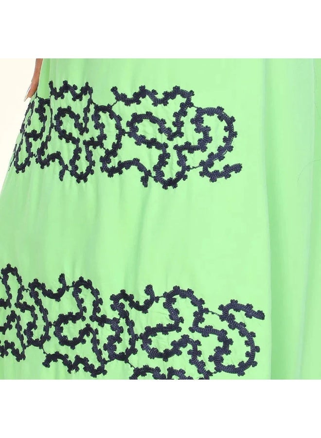 فستان ماكسي نسائي بمقاس كبير، بأكمام طويلة، تصميم مطرز بالورود، مقاس 60-90 كجم - Image 4