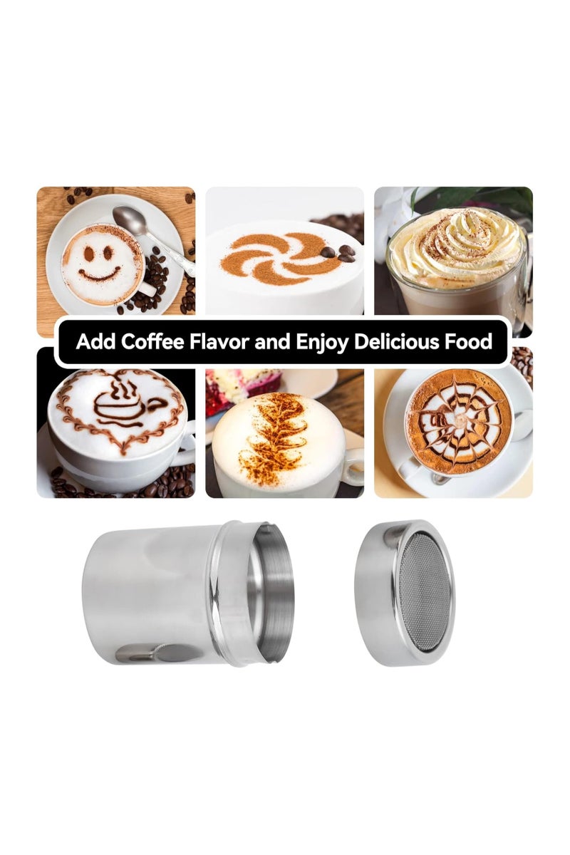 أمم مبشرة سكر، مبشرة كاكاو، مبشرة مسحوق من الفولاذ المقاوم للصدأ مع غطاء، مبشرة شوكولاتة للكابتشينو، مسحوق شوكولاتة، سكر، قرفة، دقيق، ملح، توابل - Image 2