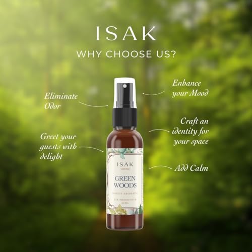 ISAK Green Woods Air Freshener Room Spray for Home Spray for Good Smell with Fresh Grass & Woody Cedarwood notes, Enhance Mood, Scented Air Freshener used on Curtains, Cushions, Fabric Wall - 50 ml - Image 4