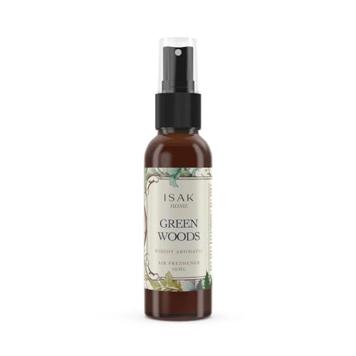 ISAK Green Woods Air Freshener Room Spray for Home Spray for Good Smell with Fresh Grass & Woody Cedarwood notes, Enhance Mood, Scented Air Freshener used on Curtains, Cushions, Fabric Wall - 50 ml - Image 1