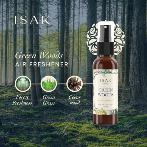 ISAK Green Woods Air Freshener Room Spray for Home Spray for Good Smell with Fresh Grass & Woody Cedarwood notes, Enhance Mood, Scented Air Freshener used on Curtains, Cushions, Fabric Wall - 50 ml - Image 3