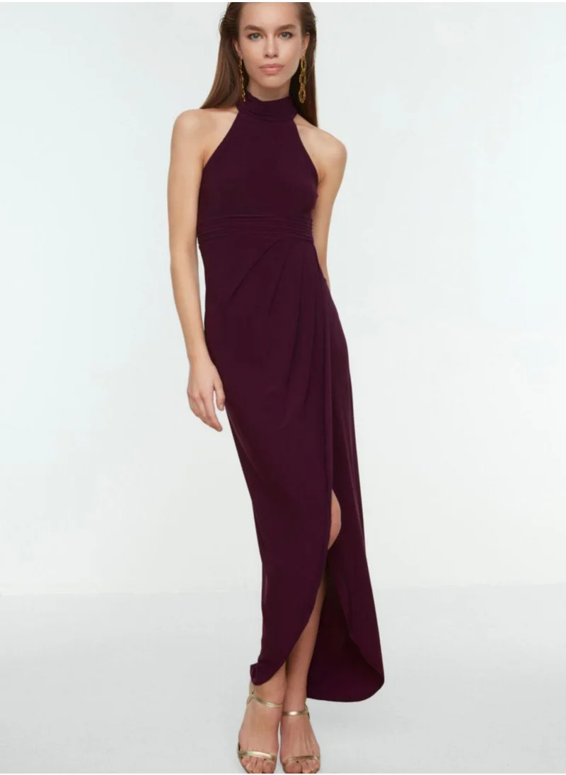 trendyol Halter Neck Side Slit Dress