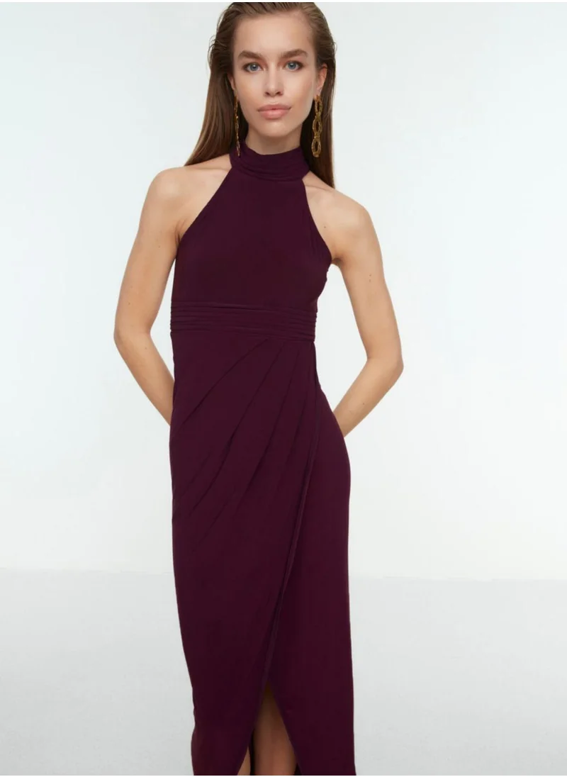 trendyol Halter Neck Side Slit Dress