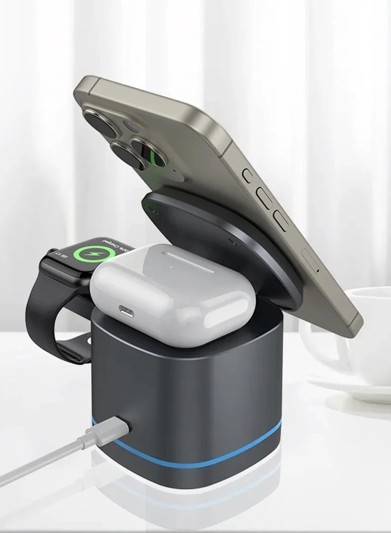 باوا شاحن مكعب 3 في 1 مغناطيسي متعدد مع ضوء جوي - Image 3