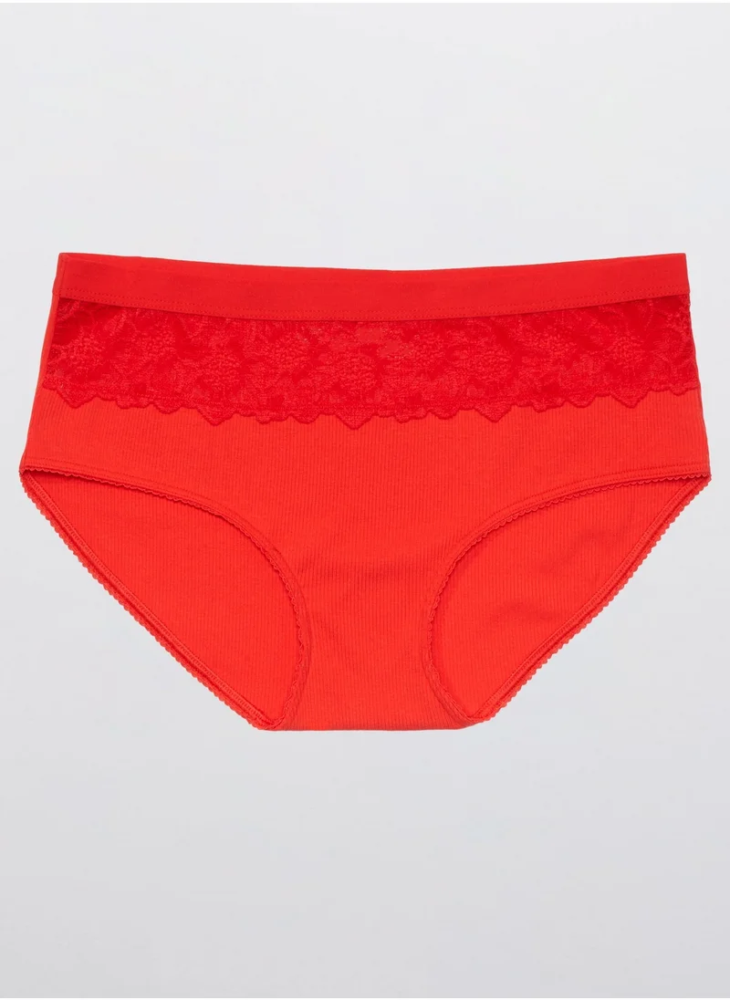 Aerie Aerie Snow Angel Lace Cotton Boybrief Underwear