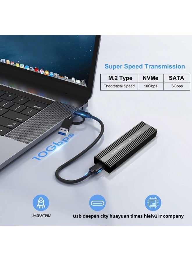 M.2 Solid State Disk Box NVMe/NGFF Dual Protocol Read And Write SSDType- C3.1 Mobile Hard 10GB-Color:Gray Double Line 9210b  - Image 3