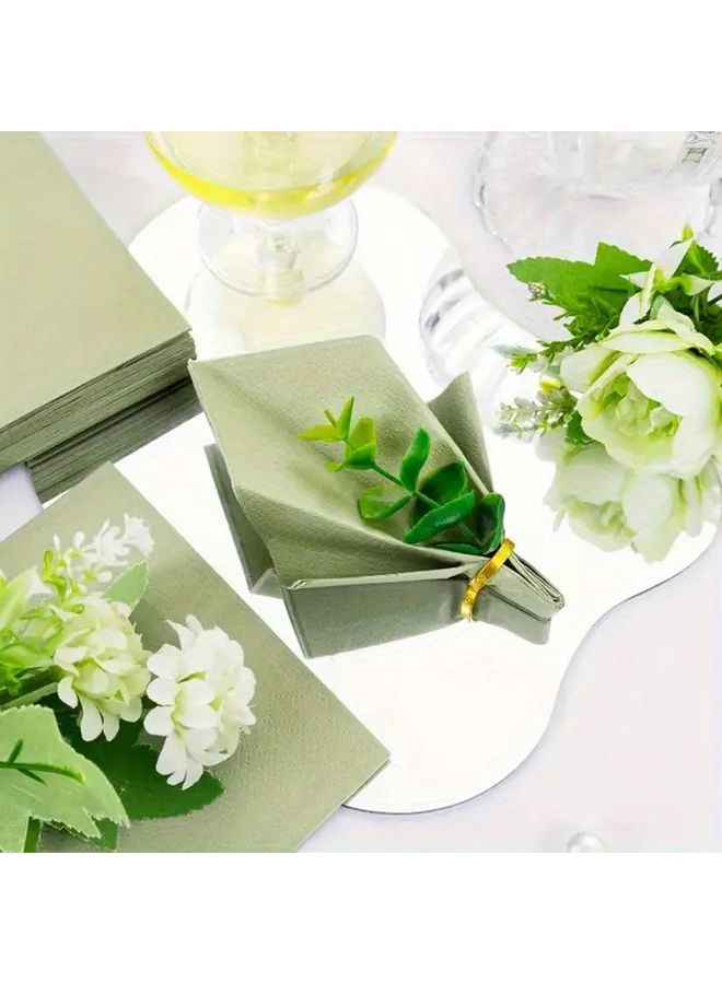Sage Green Double Layer Roostertail Napkins 60 Count Bulk Disposable Premium Tableware For Weddings Parties Holidays Christmas Easter Thanksgiving Festive Gatherings - Image 3
