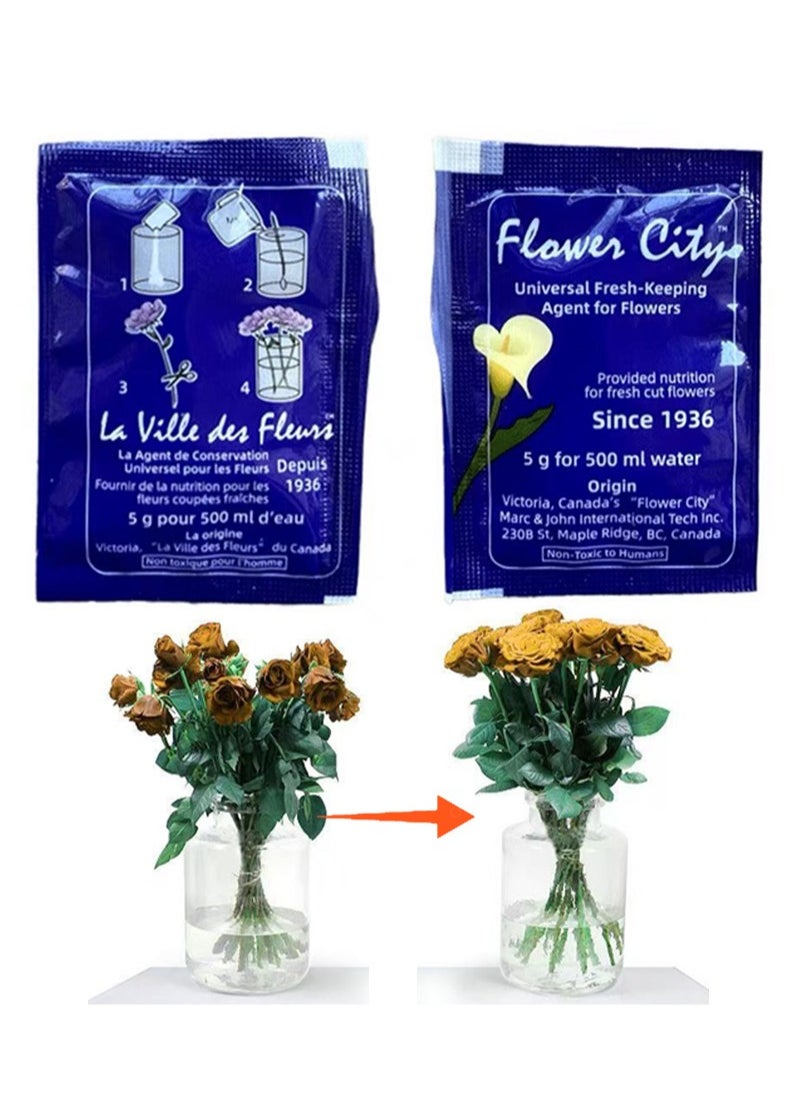 Apustim 20 Packets Of Flower Preservative Nutrient Solution，Transparent，Concentrated，Suitable For Flower Arrangements And Bouquets，Mix With Water，Ideal For Florists And Home Use（5g）  - Image 1