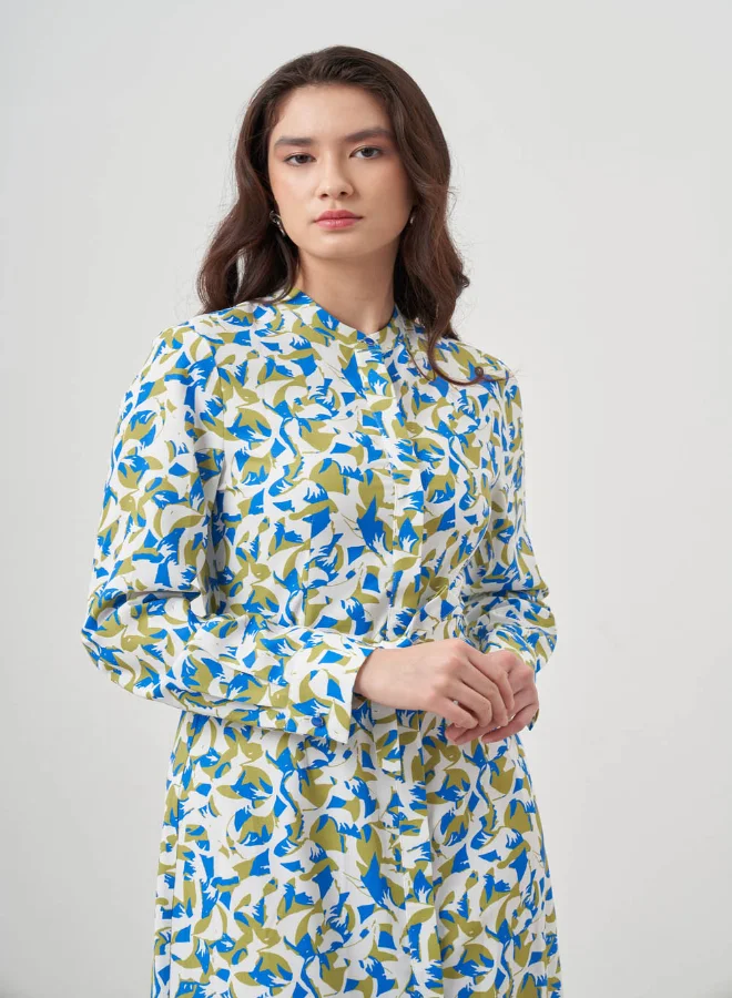 ميزال MIZALLE BOTANICAL PATTERNED BUCKLE DRESS