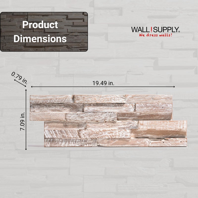 Wall!Supply 3D Wall Panels â€“ Reclaimed Whitewash Asian Teak Wood â€“ Home Decor Wallpaper Alternative for Living Room, Bedroom & Office â€“ Easy DIY Installation â€“ 10 Pack, Covers 9.6 Sq Ft - Image 5