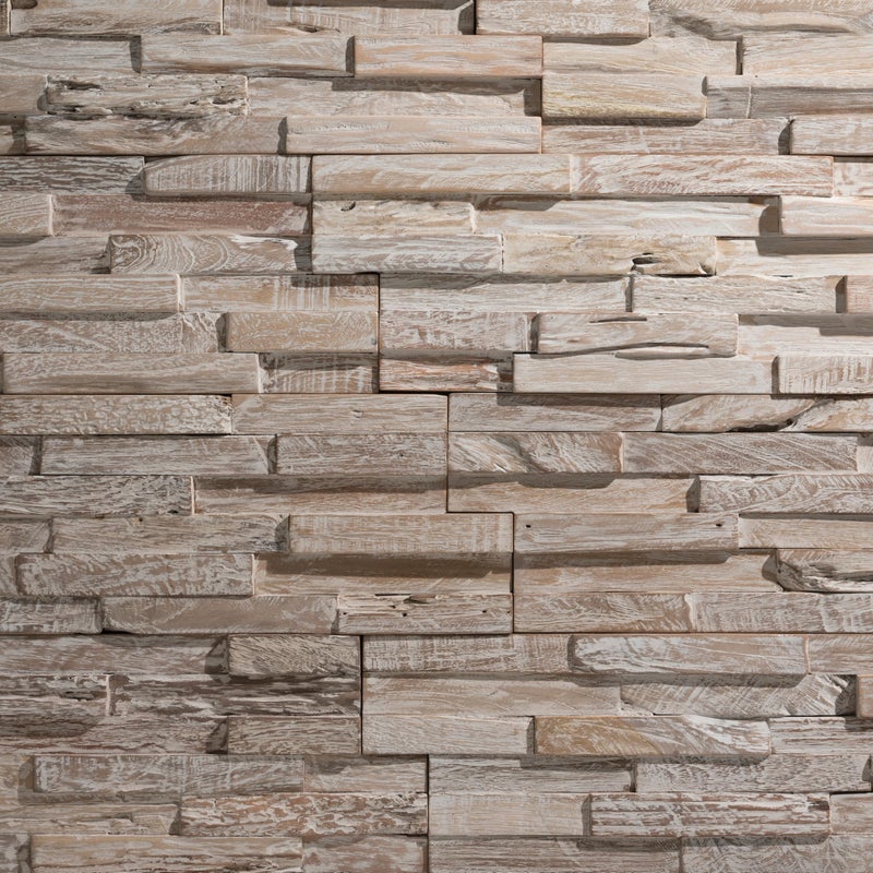 Wall!Supply 3D Wall Panels â€“ Reclaimed Whitewash Asian Teak Wood â€“ Home Decor Wallpaper Alternative for Living Room, Bedroom & Office â€“ Easy DIY Installation â€“ 10 Pack, Covers 9.6 Sq Ft - Image 1