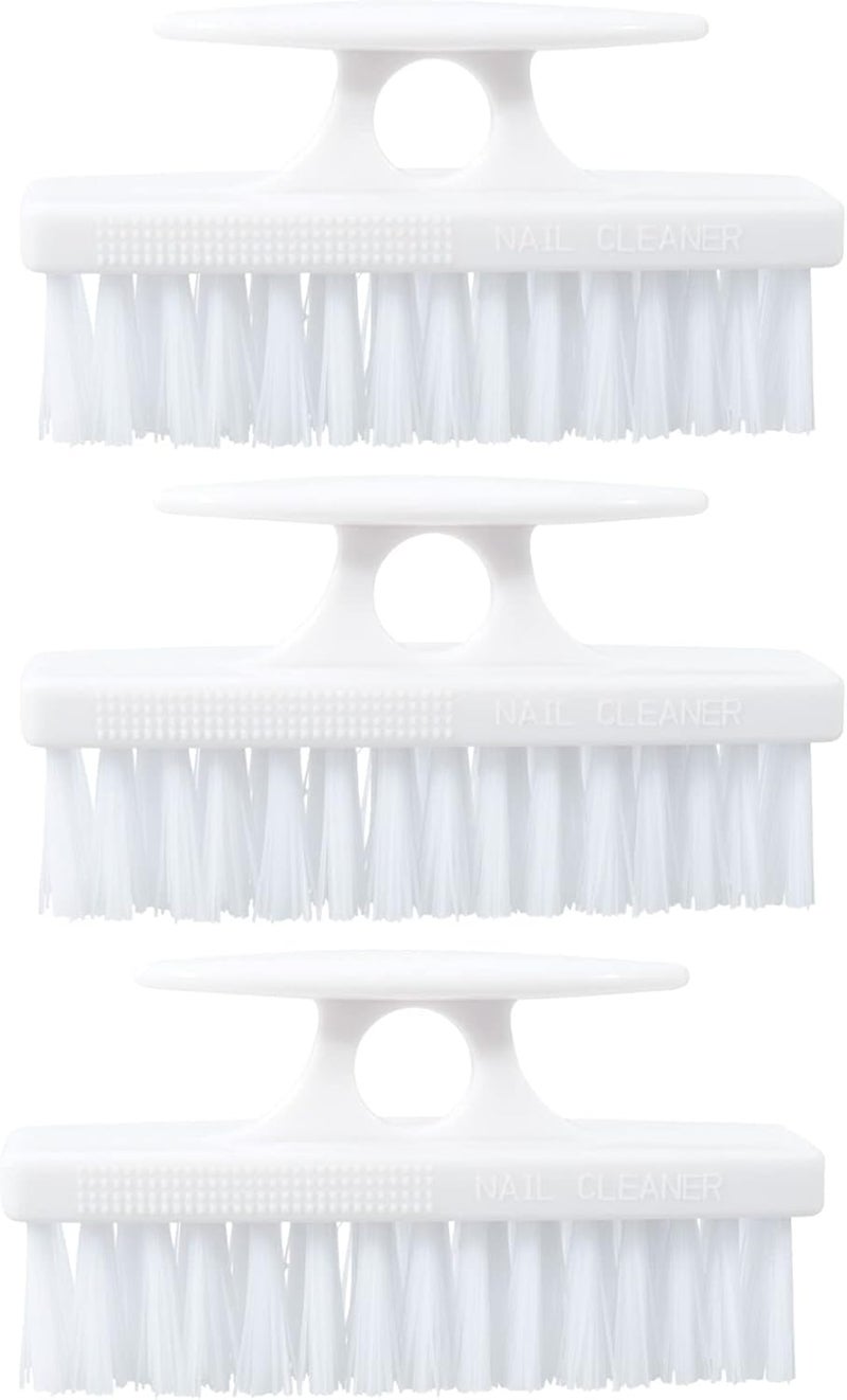 Nail Brush for Cleaning Fingernails, Nail Scrubber Brush, Toe Foot Hands Fingernail Brush Cleaner- Small Scrub Brush- All-Purpose Stiff Cleaning Brush (3 Pack, White)