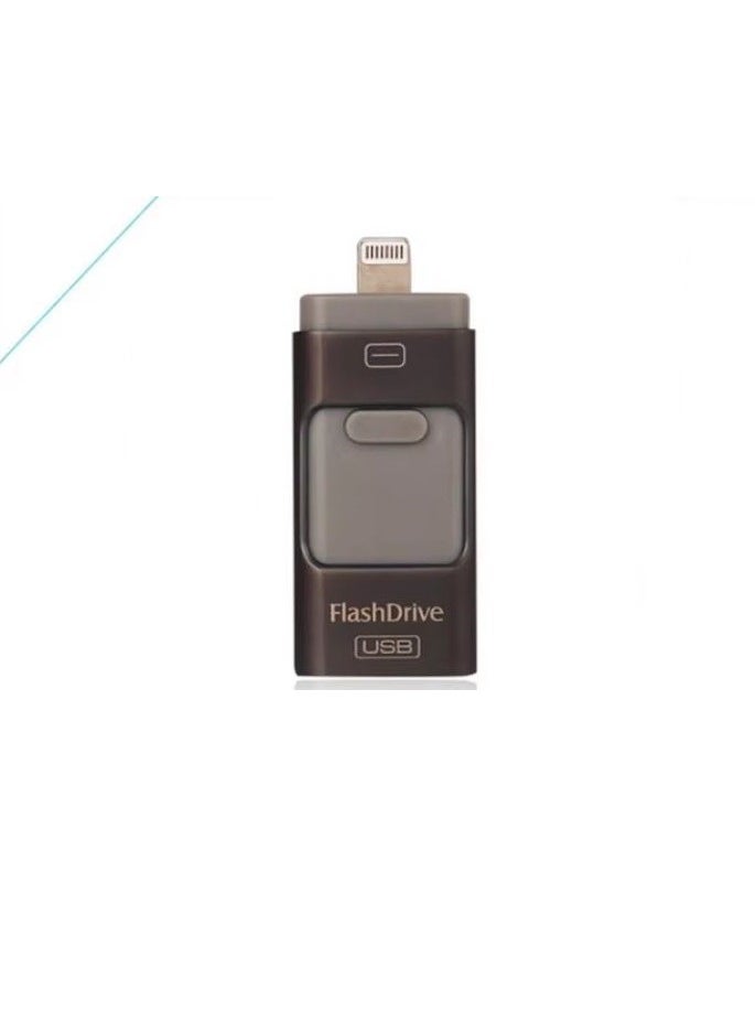i-Flash - 3 in 1 Usb Flash Drive Expand Memory Stick Otg Pendrive for iphone iPad Android PC 128GB - Black - Image 1