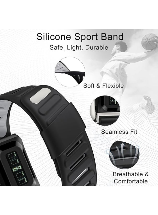 DKNG compatible with WHOOP Watch 5.0 strap,Silicone wristband breathable and adjustable for sports, waterproof replacement wristband, soft silicone sports strap, suitable for men and women, with metal frame connector, black/gray - Image 2