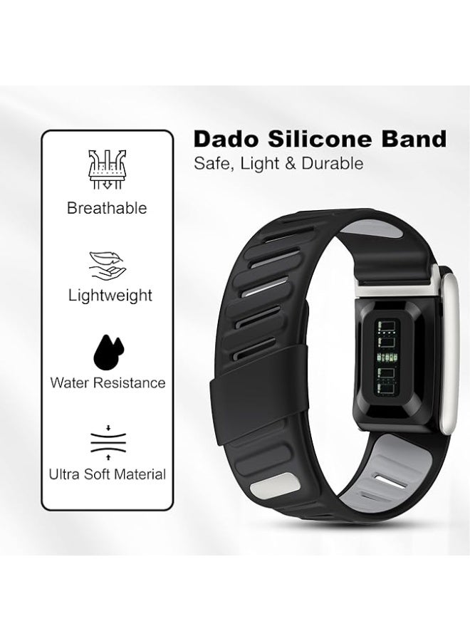 DKNG compatible with WHOOP Watch 5.0 strap,Silicone wristband breathable and adjustable for sports, waterproof replacement wristband, soft silicone sports strap, suitable for men and women, with metal frame connector, black/gray - Image 5