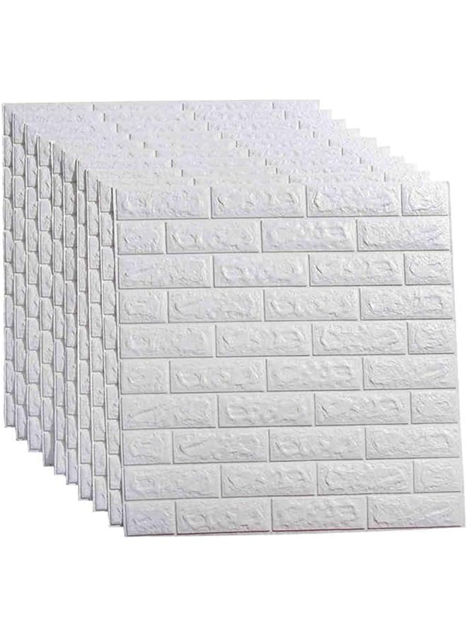 Zaboon 10 قطع من ملصقات الحائط ثلاثية الأبعاد ذاتية اللصق من رغوة البولي إيثيلين المقاومة للماء وورق حائط أبيض لغرفة المعيشة وحائط التلفزيون وديكور المنزل (عبوة من 10 قطع من الطوب - 58 قدمًا مربعًا) - Image 1