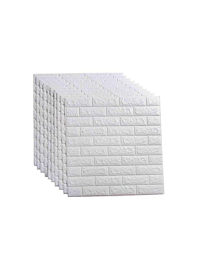 Zaboon 10 قطع من ملصقات الحائط ثلاثية الأبعاد ذاتية اللصق من رغوة البولي إيثيلين المقاومة للماء وورق حائط أبيض لغرفة المعيشة وحائط التلفزيون وديكور المنزل (عبوة من 10 قطع من الطوب - 58 قدمًا مربعًا) - Image 2